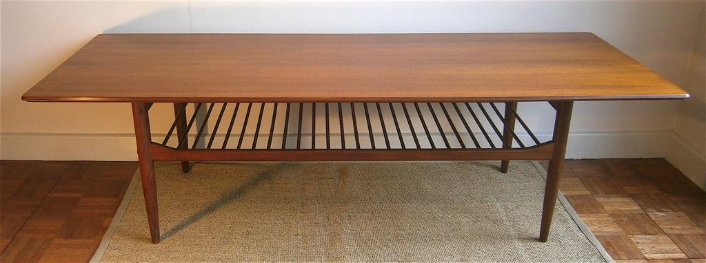 A teak Kofod Larsen for G plan large coffee table, width 160cm, depth 58cm, height 46cm